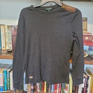 Lauren by Ralph Lauren women's top w/patches and zipper accent. Medium